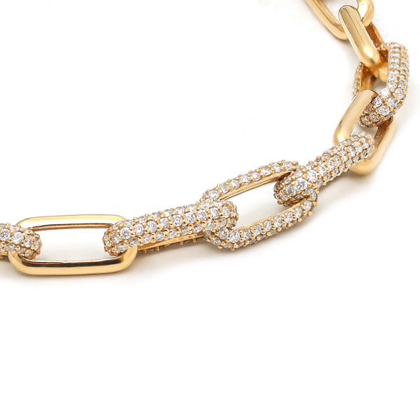 Diamond Partial Pave Cable Link Bracelet