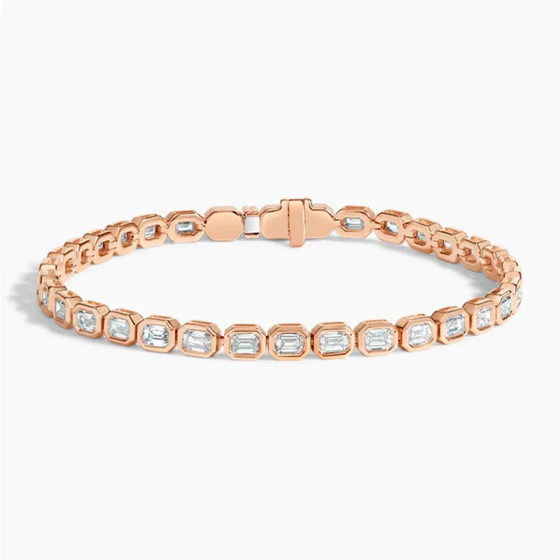Emerald Diamond Bezel Tennis Bracelet 5 cttw