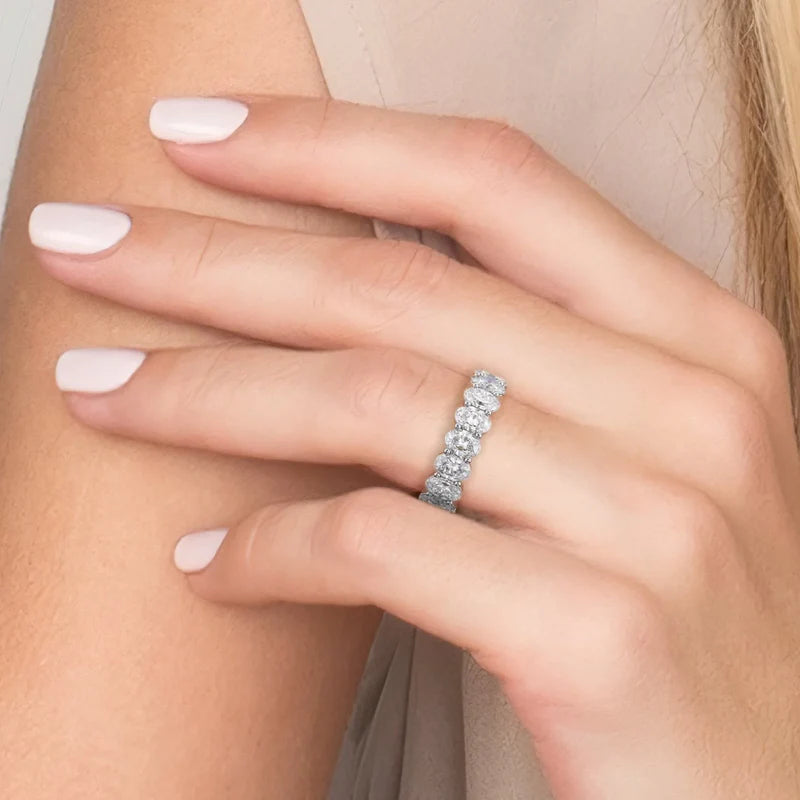 Oval Cut U-Prong Diamond Eternity Ring