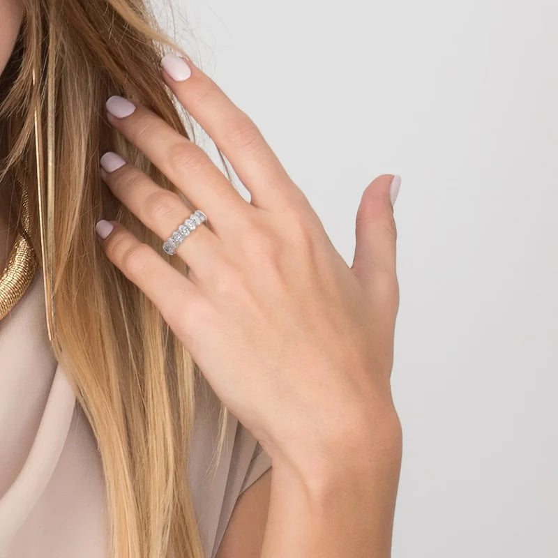 Oval Cut U-Prong Diamond Eternity Ring