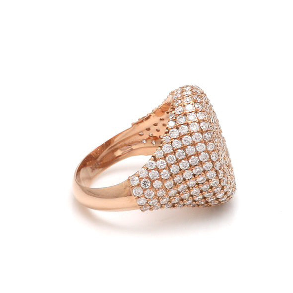 Oval Full Pavé Diamond Signet Ring