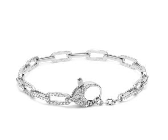 Diamond Pavé Flat Cable Link Chain Bracelet