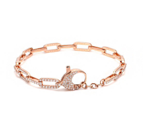 Diamond Pavé Flat Cable Link Chain Bracelet