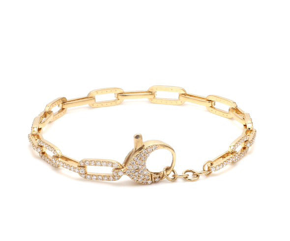 Diamond Pavé Flat Cable Link Chain Bracelet