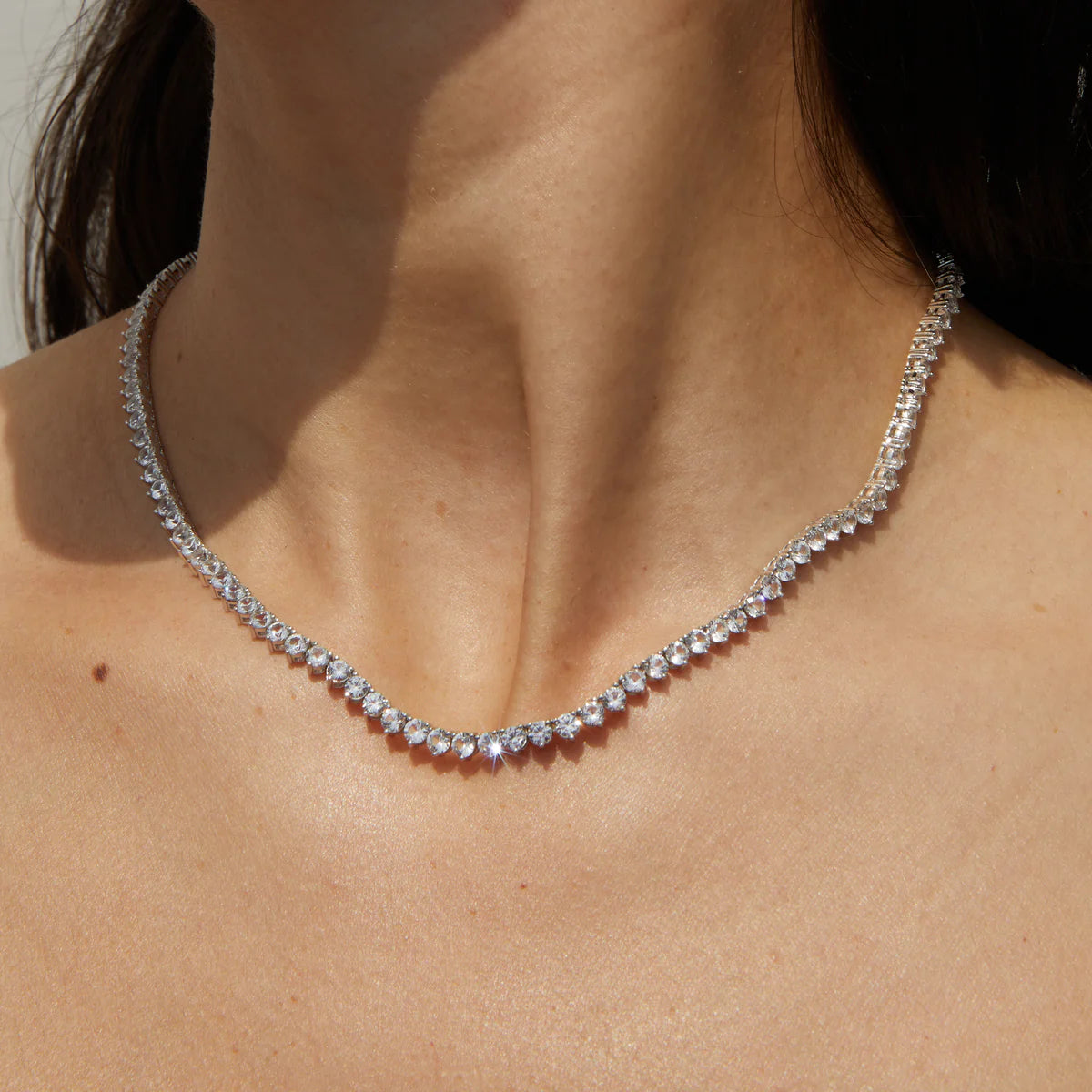 5ct 3-Prong Diamond Tennis Necklace 1.75mm