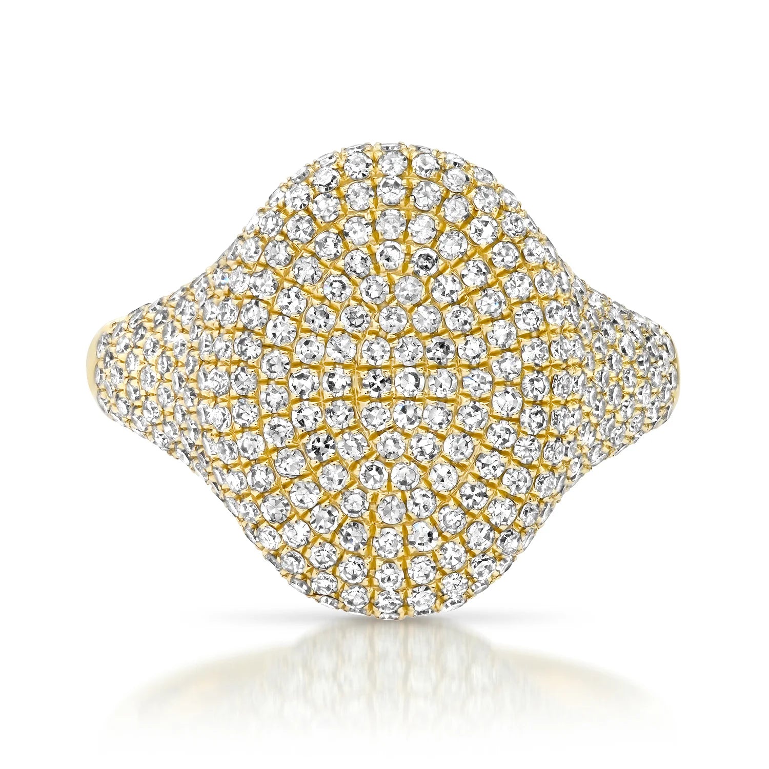Oval Full Pavé Diamond Signet Ring