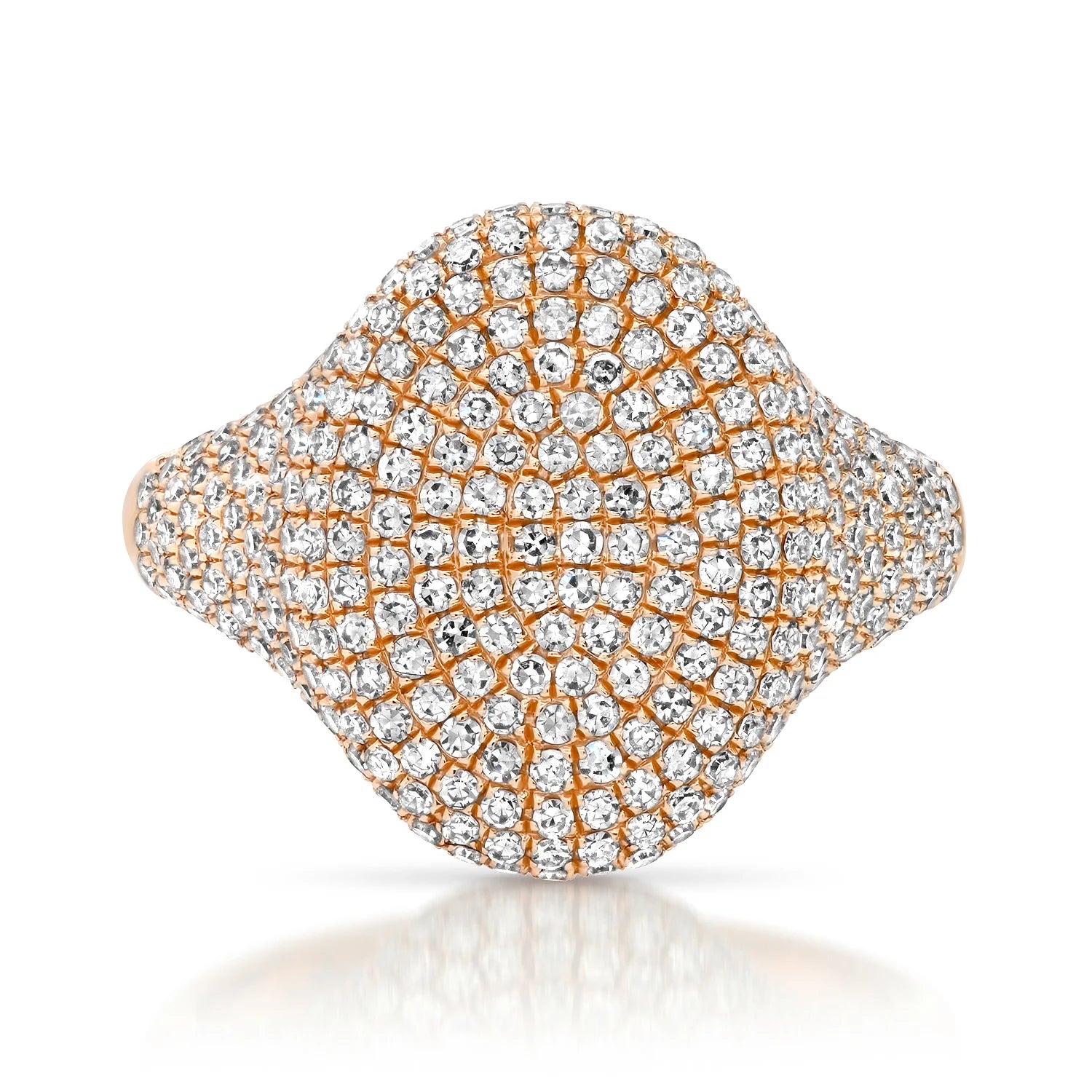 Oval Full Pavé Diamond Signet Ring