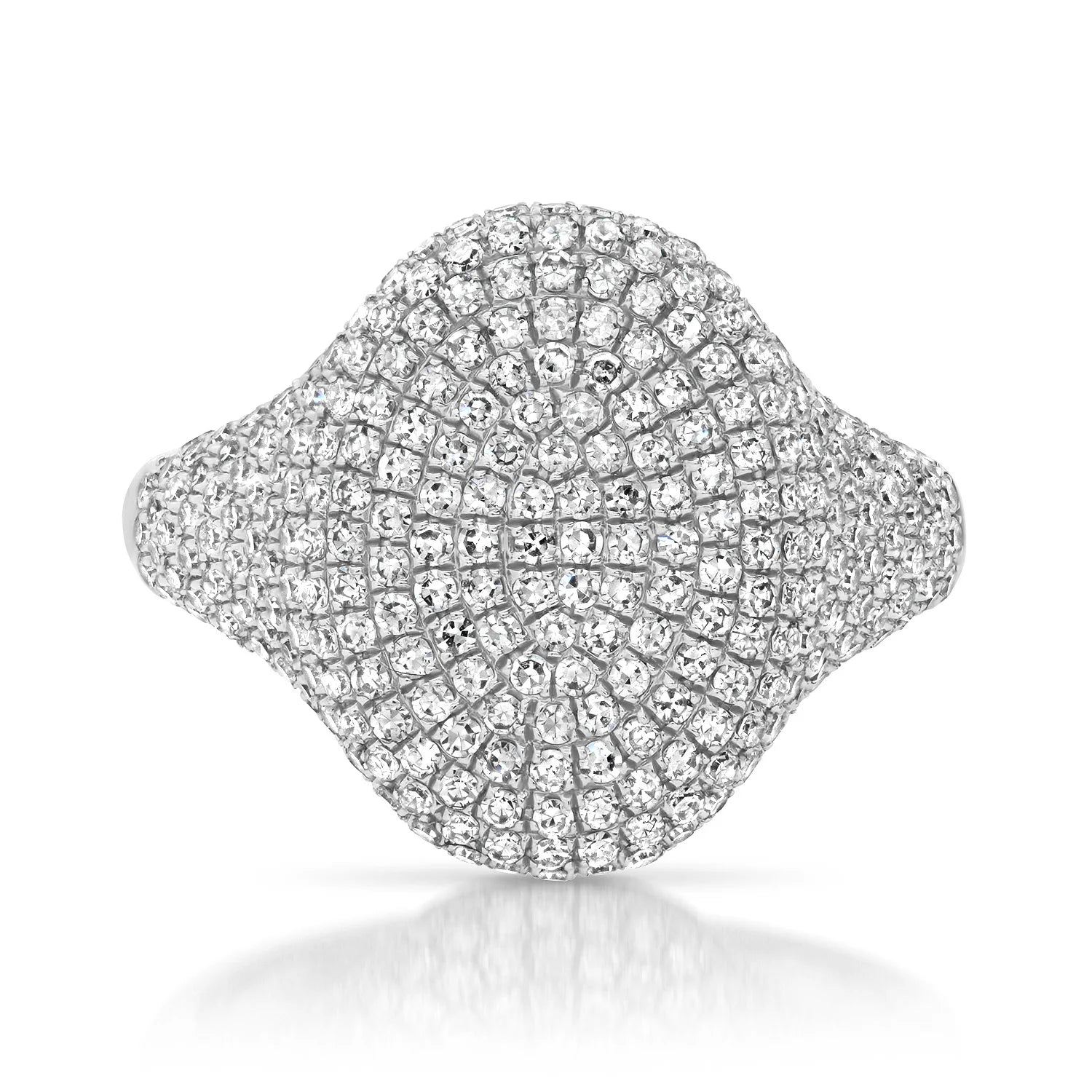 Oval Full Pavé Diamond Signet Ring