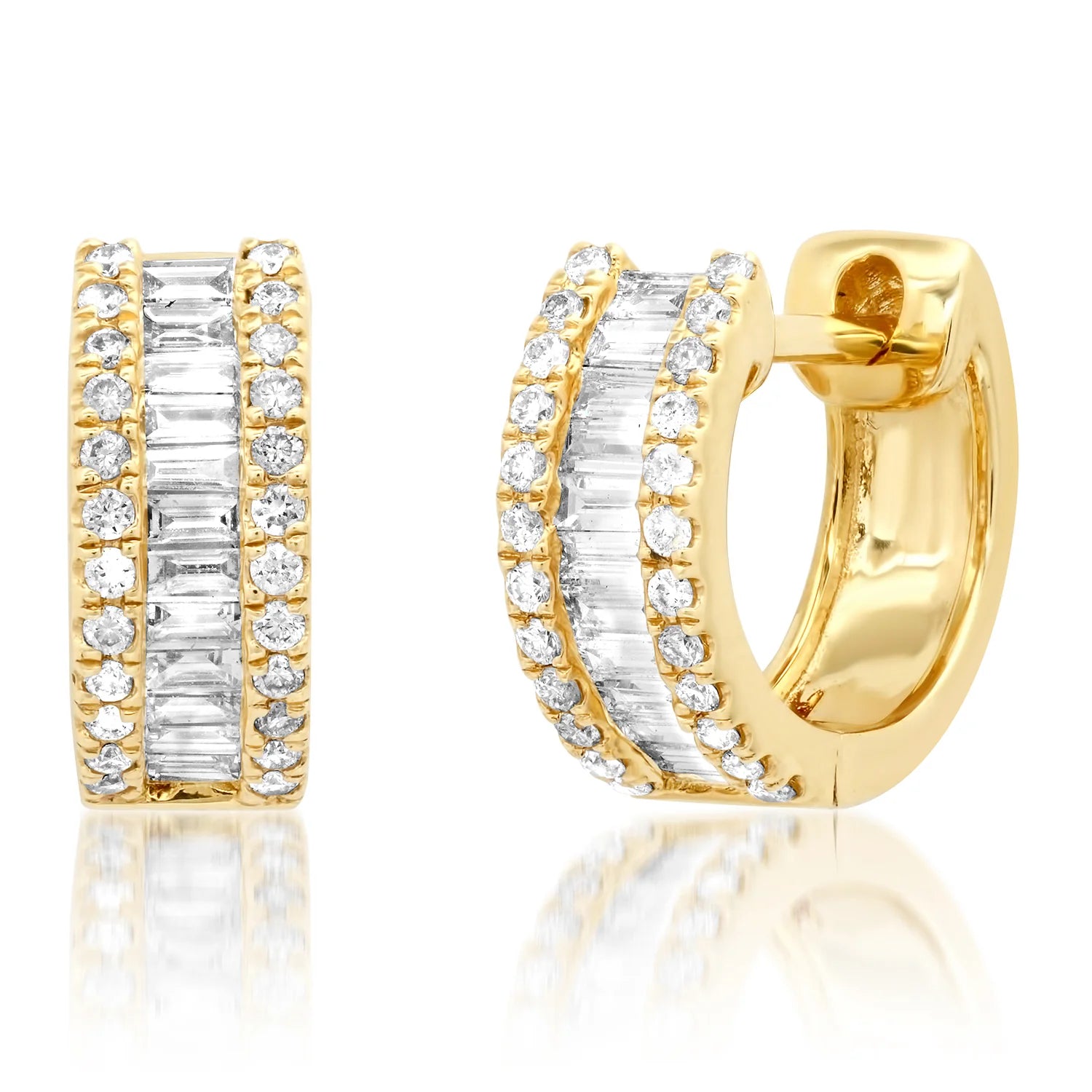 Stacked Baguette Diamond Hoop Earrings