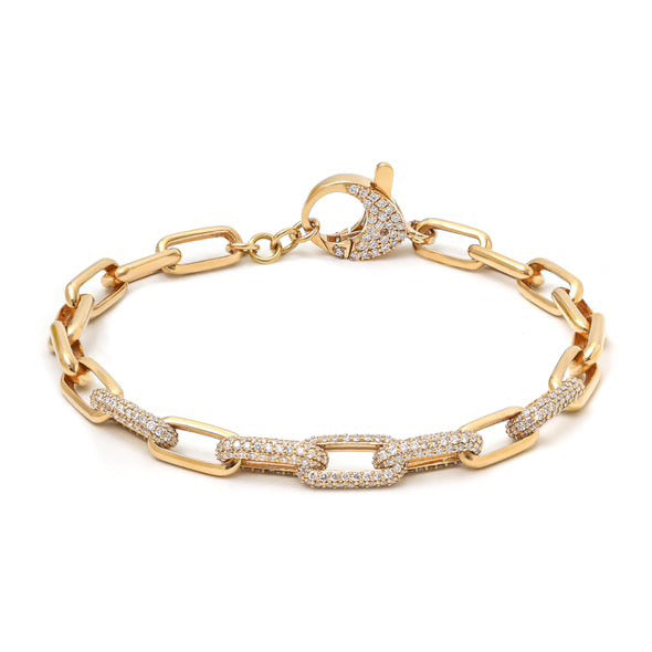 Diamond Partial Pave Cable Link Bracelet