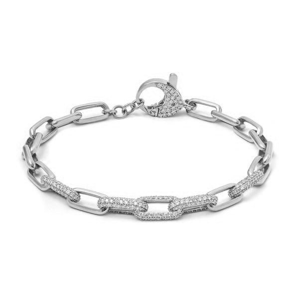 Diamond Partial Pave Cable Link Bracelet
