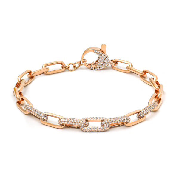 Diamond Partial Pave Cable Link Bracelet