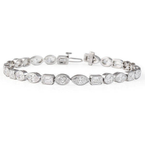 Mixed Diamond Bezel Yellow Gold Tennis Bracelet