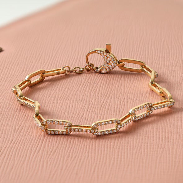 Diamond Pavé Flat Cable Link Chain Bracelet