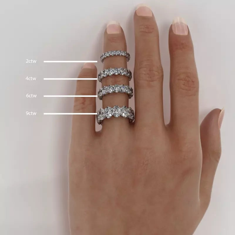 Oval Cut U-Prong Diamond Eternity Ring