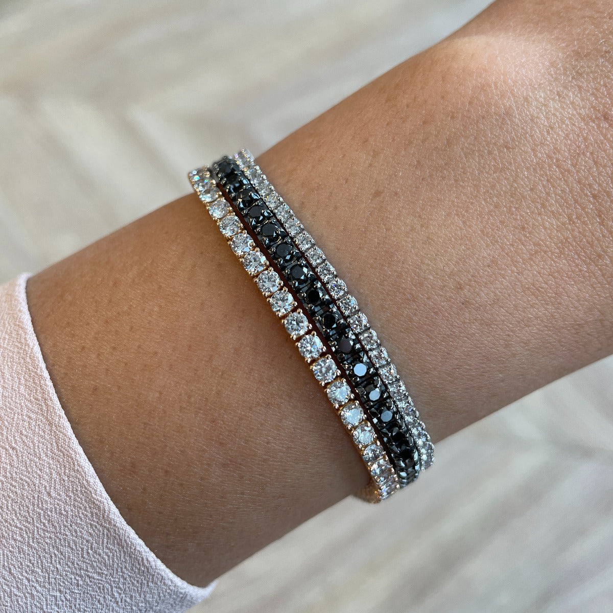 Black Diamond Tennis Bracelet in Black Rhodium-Plated 14K White Gold