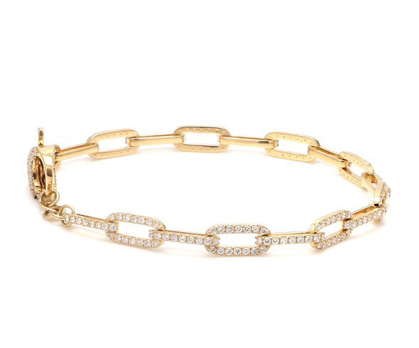 Diamond Pavé Flat Cable Link Chain Bracelet