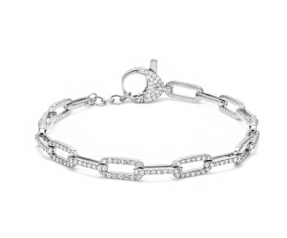 Diamond Pavé Flat Cable Link Chain Bracelet