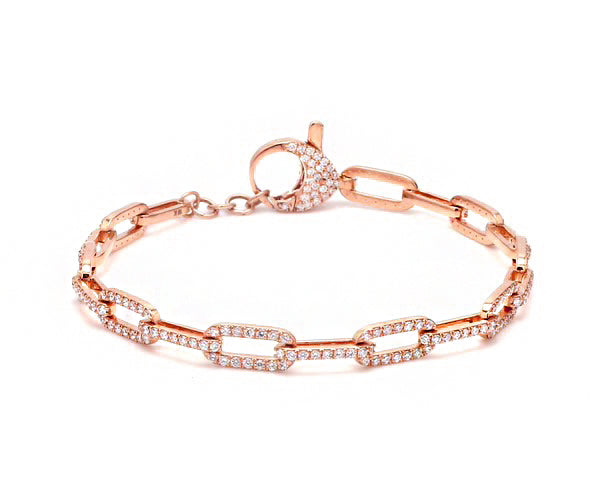 Diamond Pavé Flat Cable Link Chain Bracelet