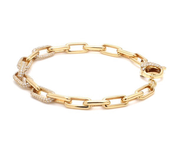 Diamond Partial Pave Cable Link Bracelet