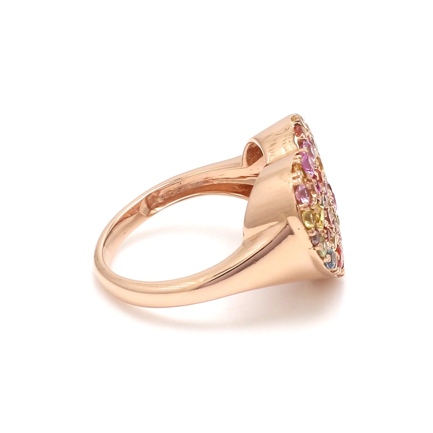 Rainbow Sapphire Heart Pavé Ring