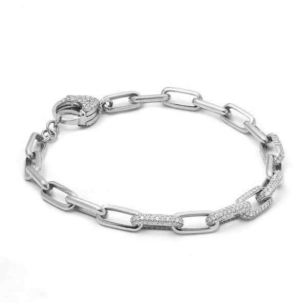 Diamond Partial Pave Cable Link Bracelet