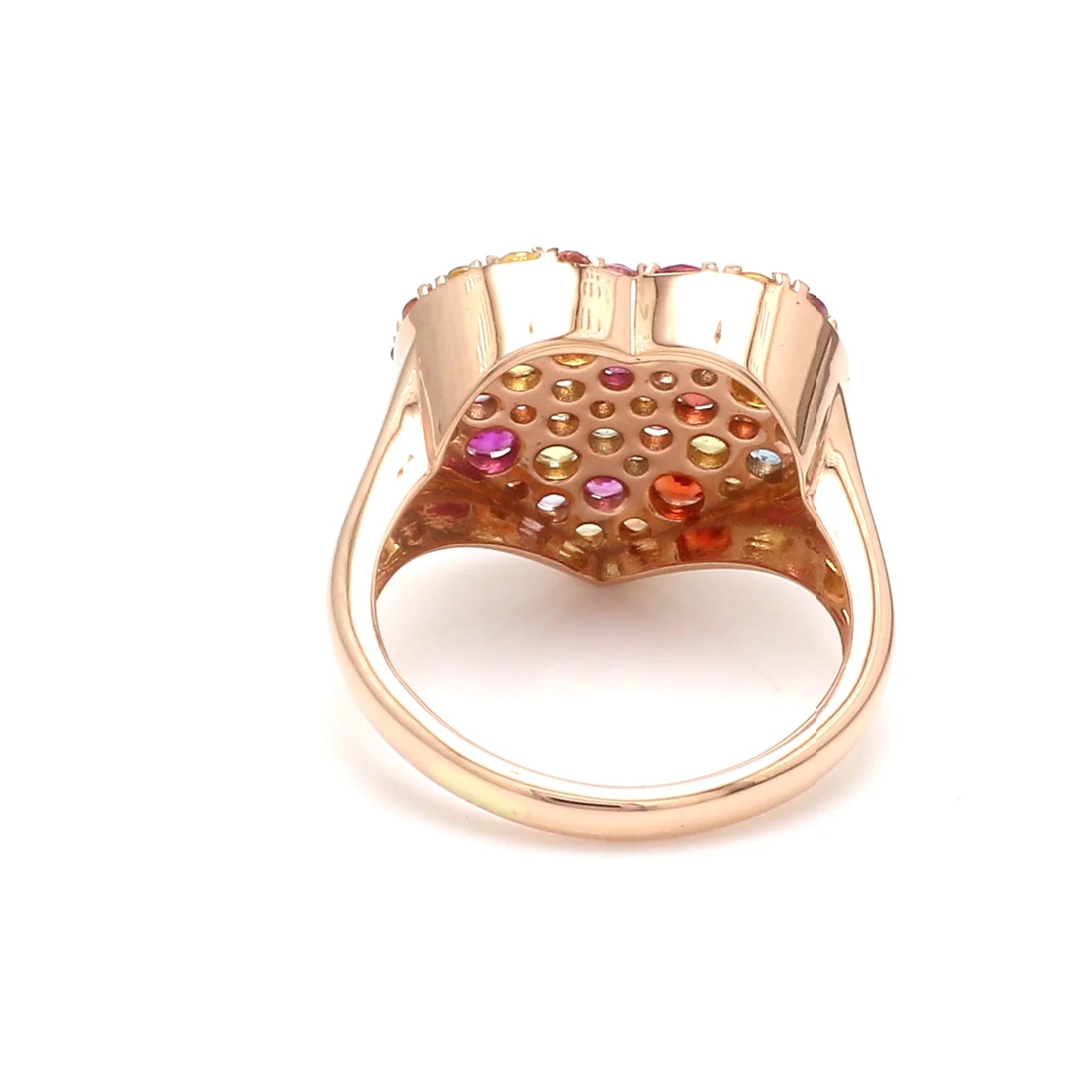 Rainbow Sapphire Heart Pavé Ring
