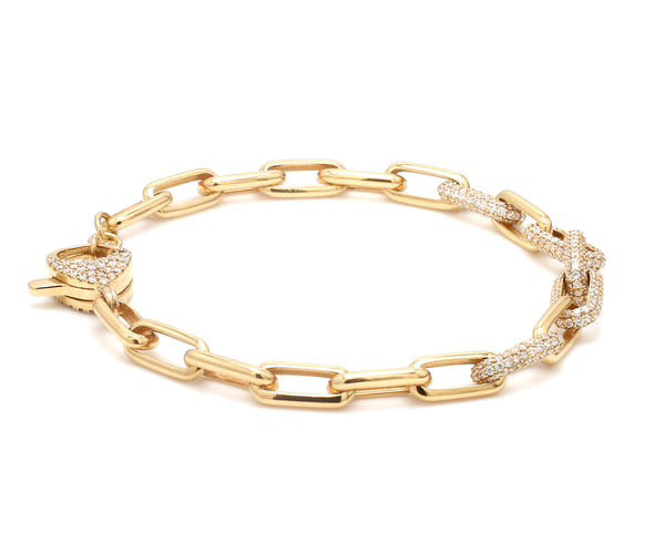 Diamond Partial Pave Cable Link Bracelet