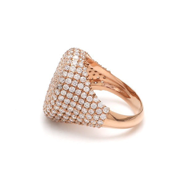Oval Full Pavé Diamond Signet Ring