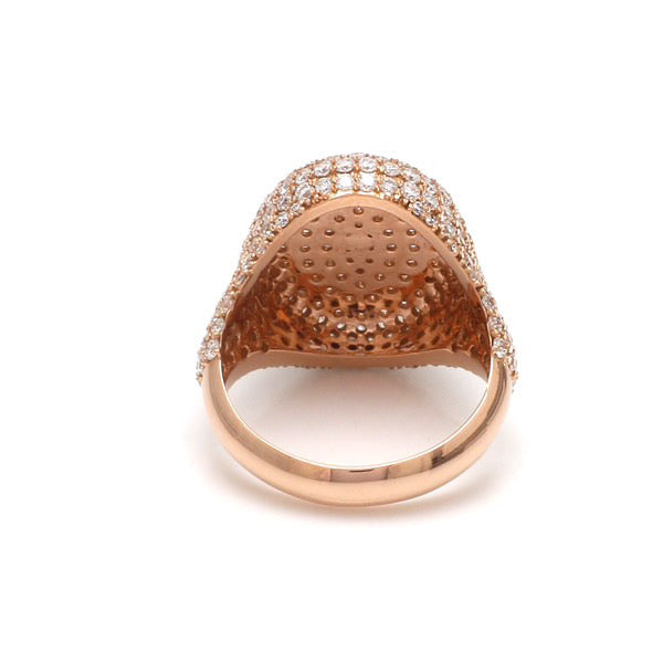 Oval Full Pavé Diamond Signet Ring