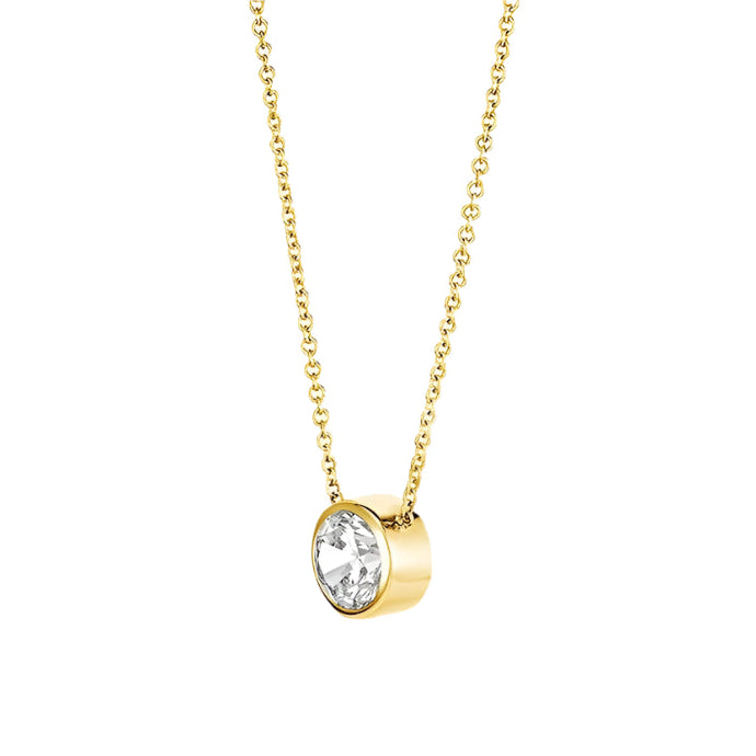 1CT Solitaire Round Bezel Set Diamond Necklace