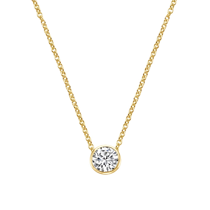 1CT Solitaire Round Bezel Set Diamond Necklace