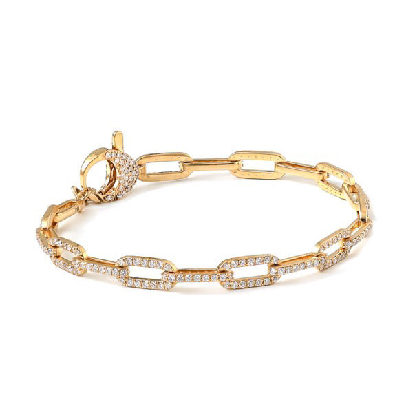 Diamond Pavé Flat Cable Link Chain Bracelet