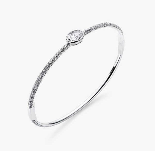 1ct Oval Diamond Bezel Pave Bangle
