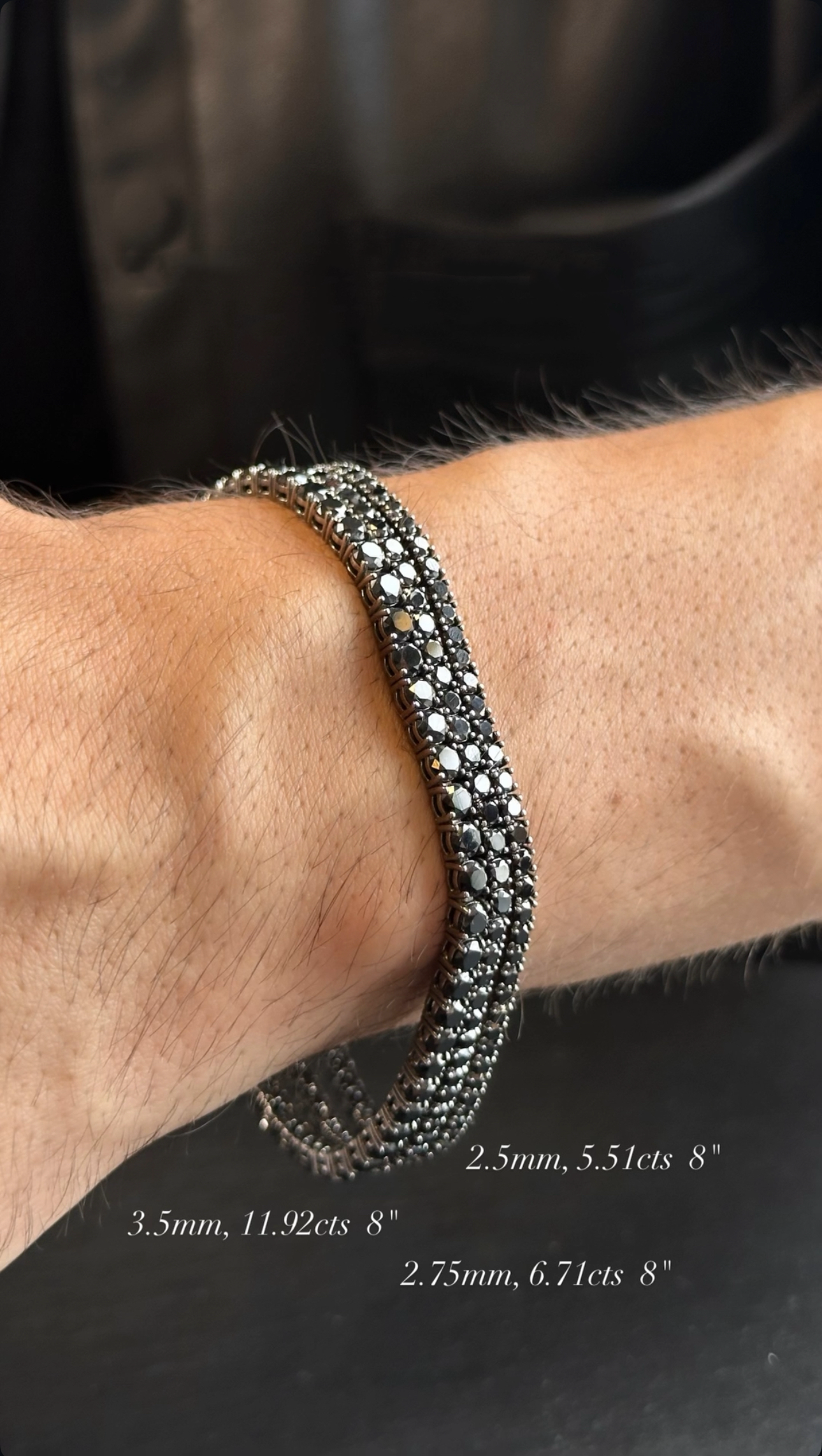 Black Diamond Tennis Bracelet in Black Rhodium-Plated 14K White Gold