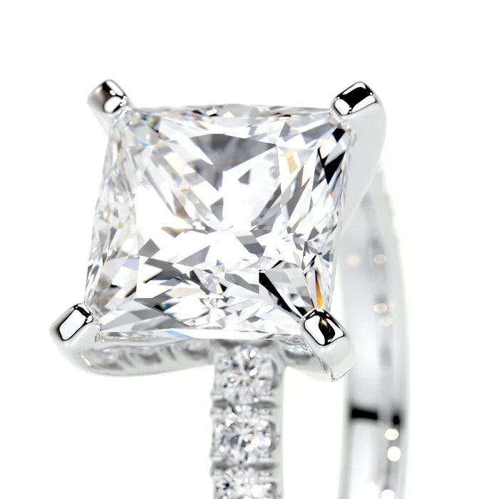 Princess Cut Diamond Accented Engagement Ring