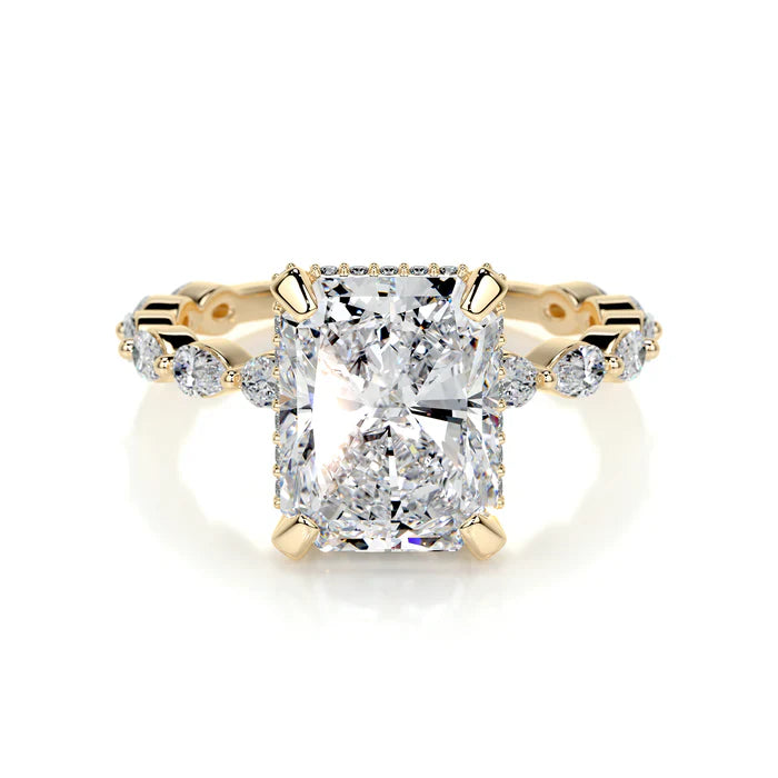 Radiant Cut with Marquise and Hidden Halo Engagement Ring