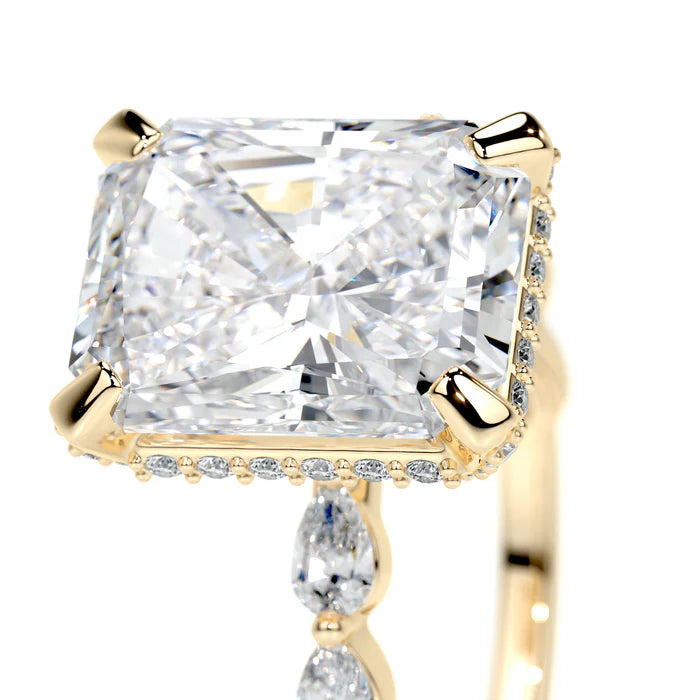 Radiant Cut with Marquise and Hidden Halo Engagement Ring