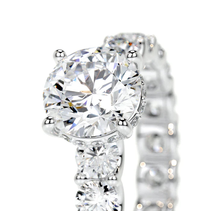Round Cut Hidden Halo Diamond Engagement Ring