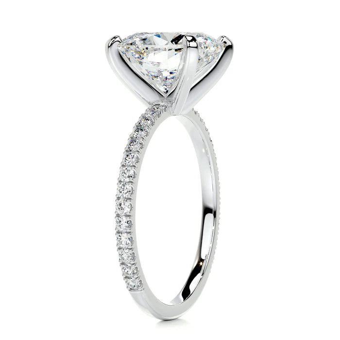 Cushion Diamond 4 Prong Pavé Engagement Ring