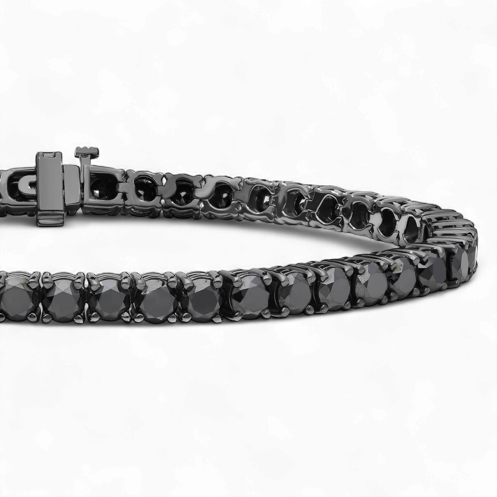 Black Diamond Tennis Bracelet in Black Rhodium-Plated 14K White Gold