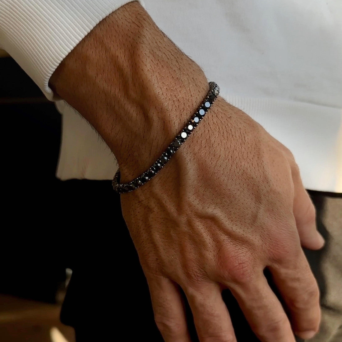 Black Diamond Tennis Bracelet in Black Rhodium-Plated 14K White Gold