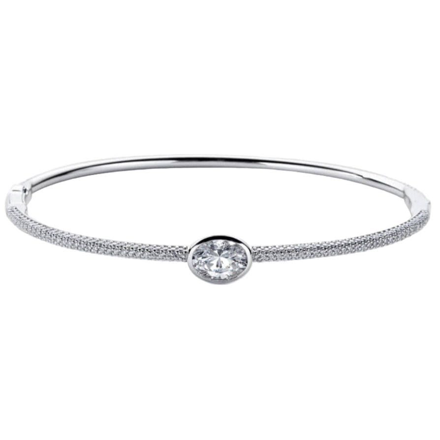 1ct Oval Diamond Bezel Pave Bangle