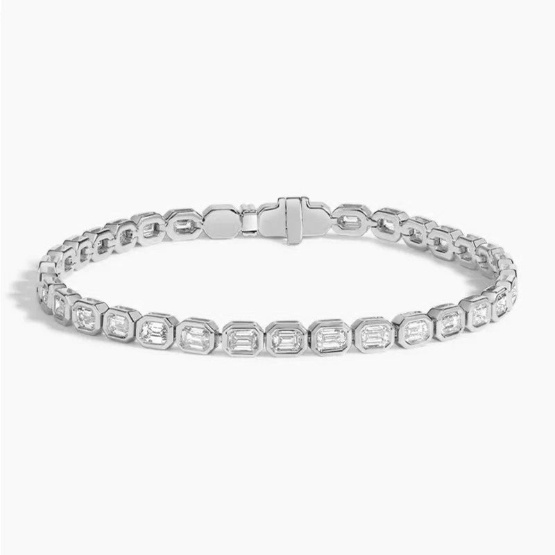Emerald Diamond Bezel Tennis Bracelet 5 cttw