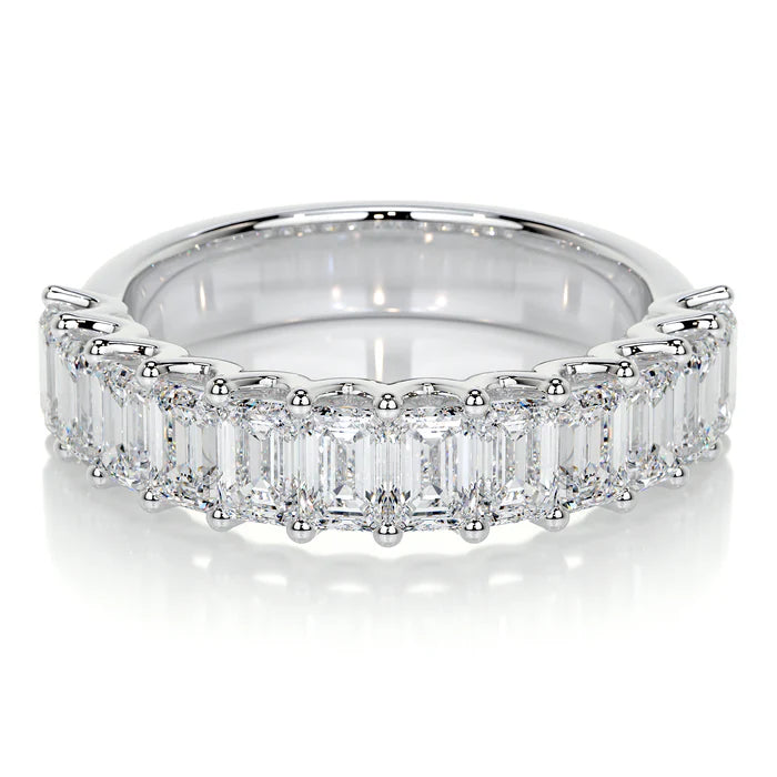 Half Emerald Cut Diamonds Eternity Wedding Ring