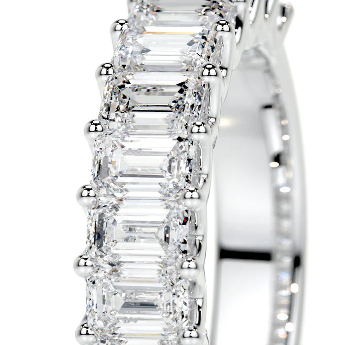 Half Emerald Cut Diamonds Eternity Wedding Ring