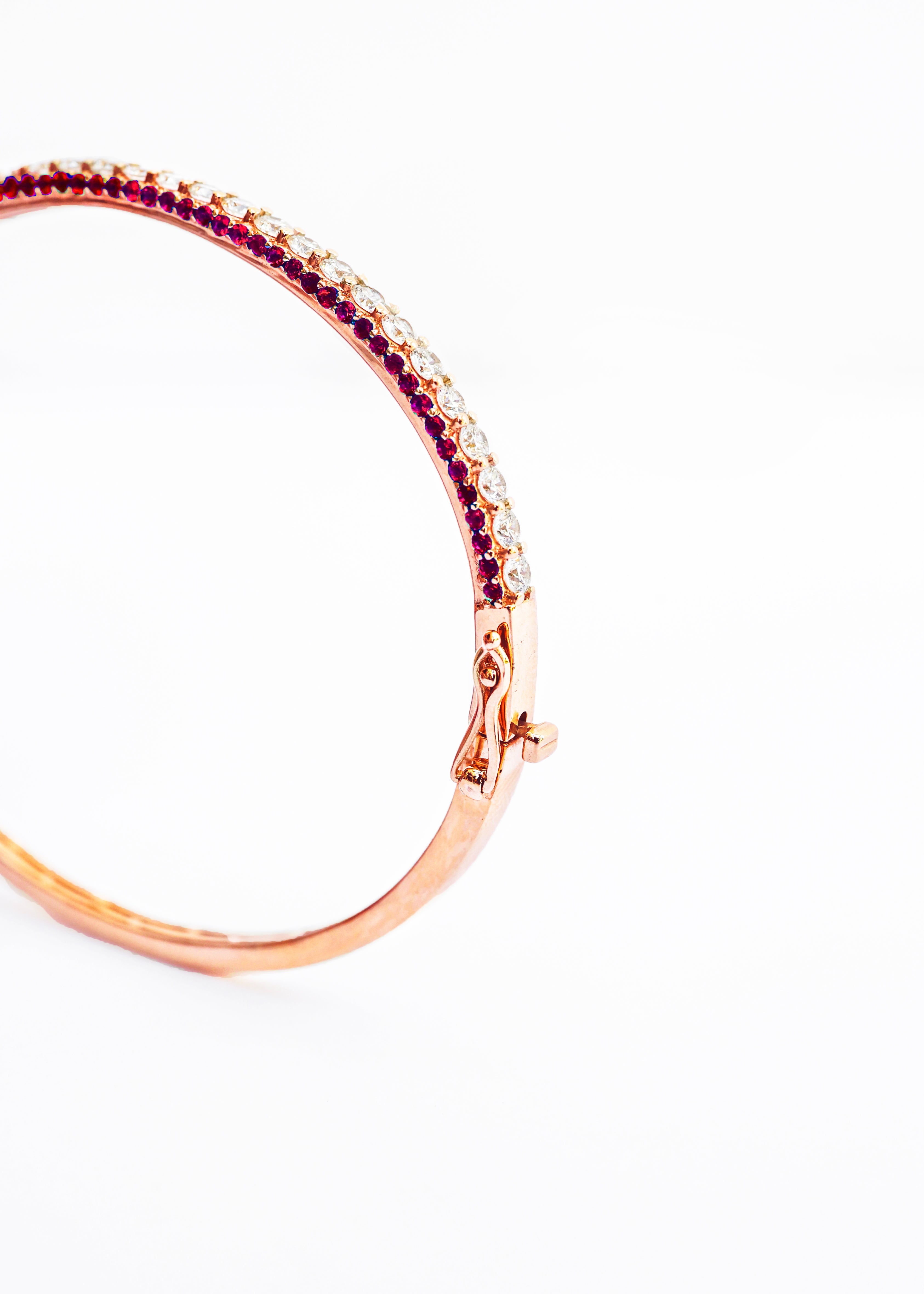 Diamond and Gemstone 3 Sided Bangle Bracelet
