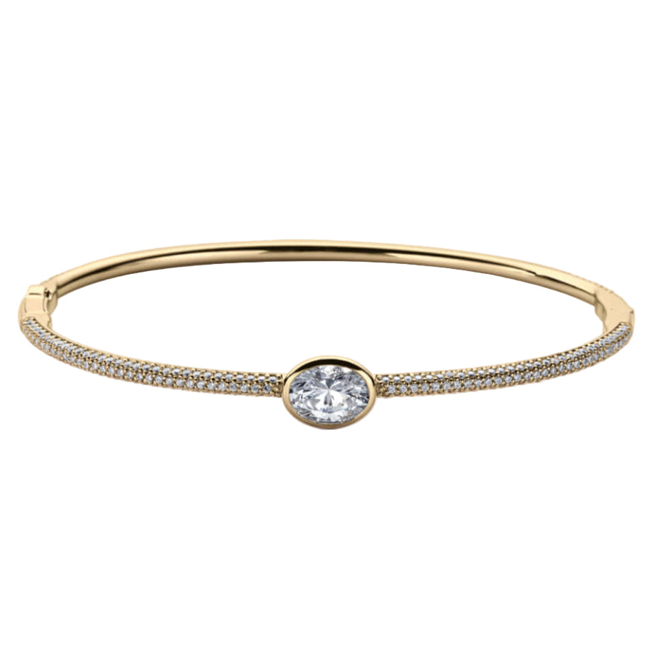 1ct Oval Diamond Bezel Pave Bangle