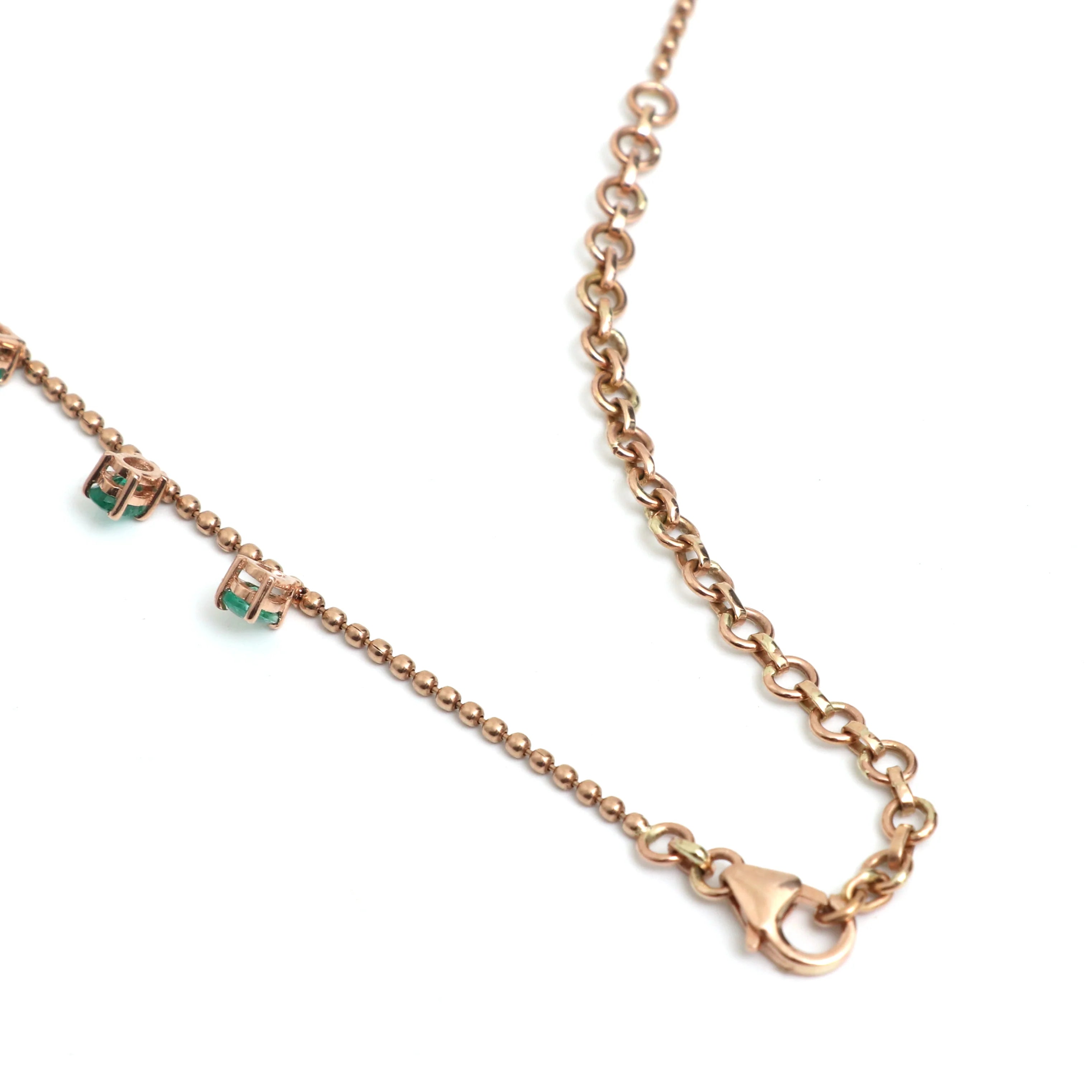 Emerald Mixed Shape Ball Chain Drop Necklace