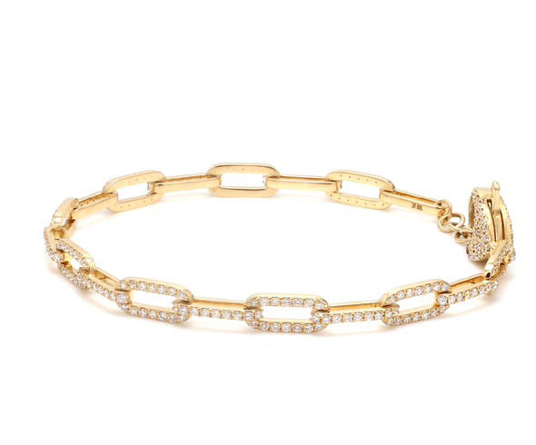 Diamond Pavé Flat Cable Link Chain Bracelet